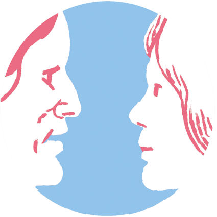 Illustration med två profiler som tittar på varandra