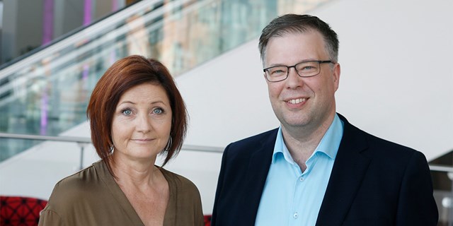  Porträtt av förbundsordförande Marie Nilsson och vice förbundsordförande Tomas With.
