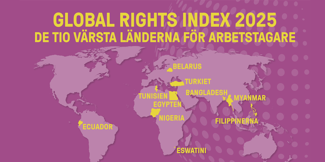 Karta över de 10 värsta länderna för arbetstagare