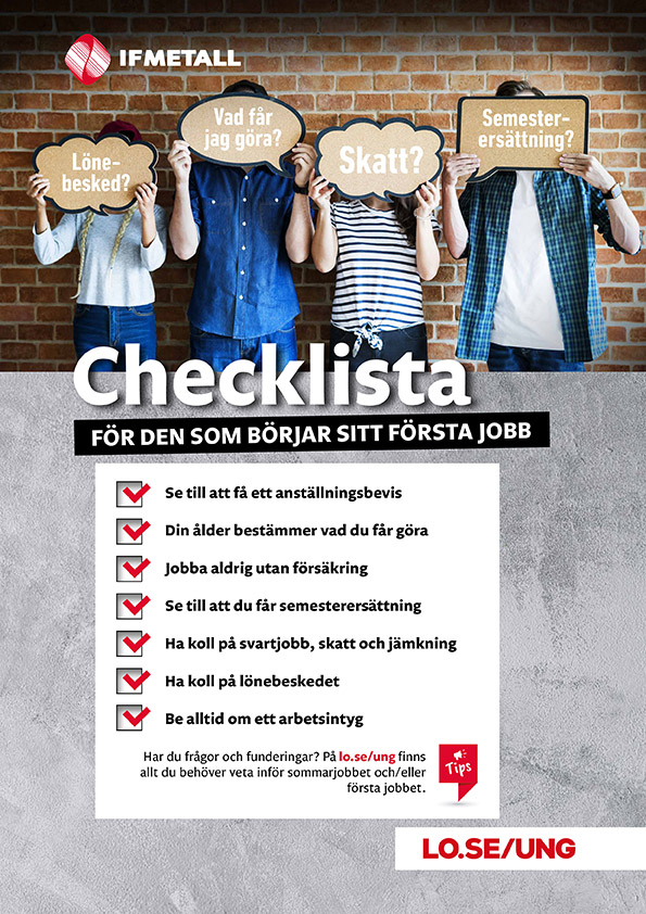 Checklista för den som börjar sitt första jobb.