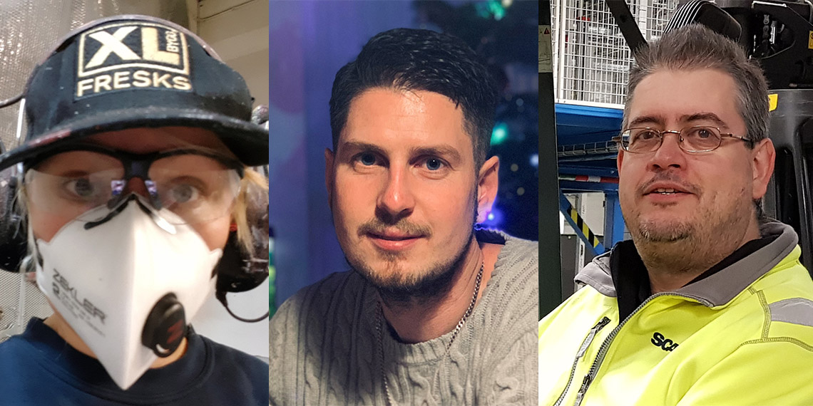 Collage med de tre vinnarna i IF Metalls rimtävling på Instagram.