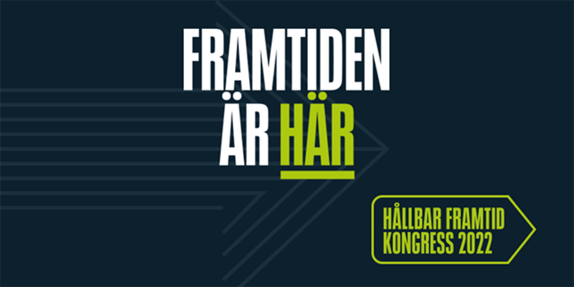 En grafisk bild där det står "Framtiden är här" och HÅLLBAR FRAMTID KONGRESS 2022". 