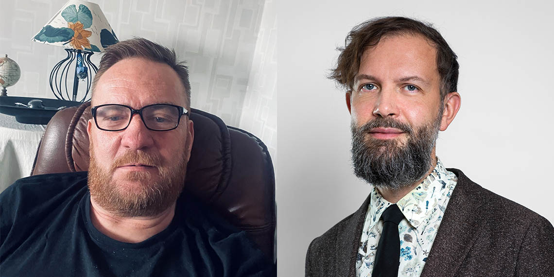 Arne Holmqvist till vänster och försäkringsrättsjuristen Magnus Eriksson, LO-TCO Rättsskydd, till höger.