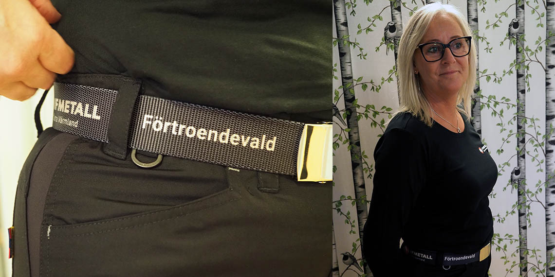 Foto på bältet som det står Förtroendevald på