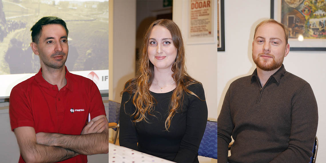 Jianis Xouri, IF Metall, Ellida Björk, Kommunal och  David Lundgren, SEKO