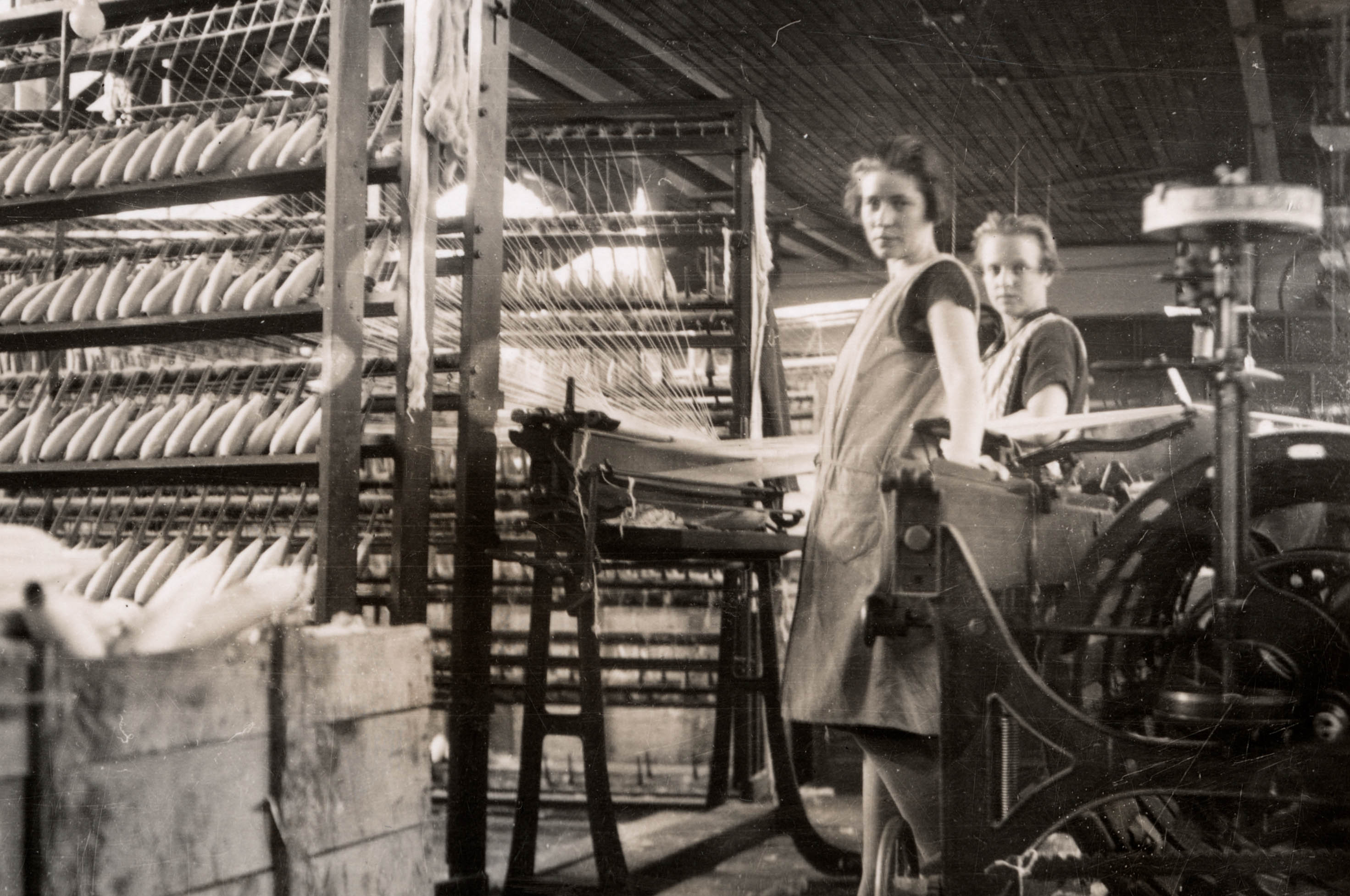 Gammalt foto från textilfabriken i Norrköping