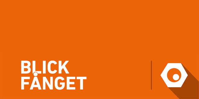 Ordet "blickfånget" och en grafisk avbildning av en mutter mot orange bakgrund.