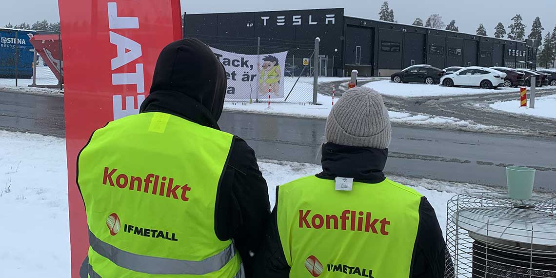 Förtroendevalda strejkvakter Teslakonflikt